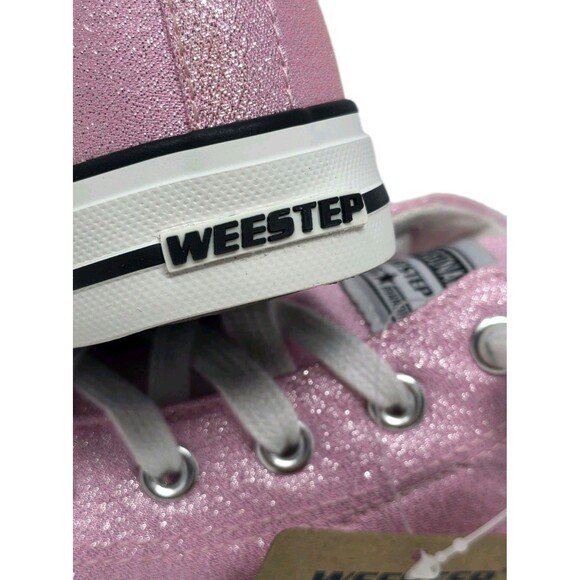 Weestep Kids Princess Pink Glitter High Top Canvas Sneakers Size 1 NEW - Picture 11 of 14